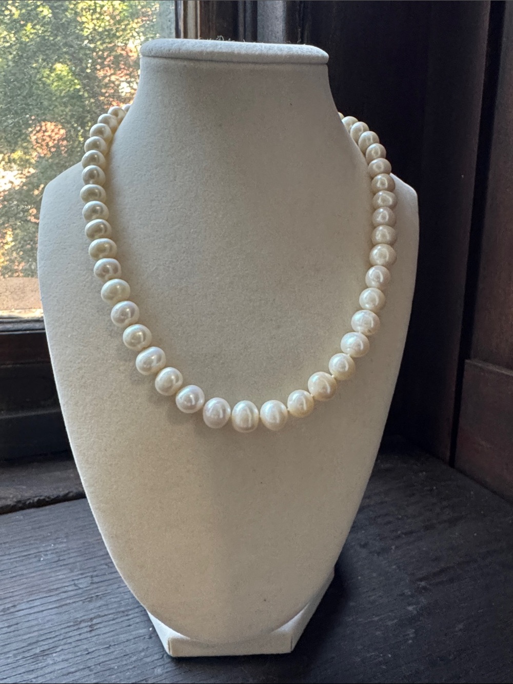 Classic Freshwater Pearl Necklace 18” White 8-9mm Round Pearls Elegant Bridal